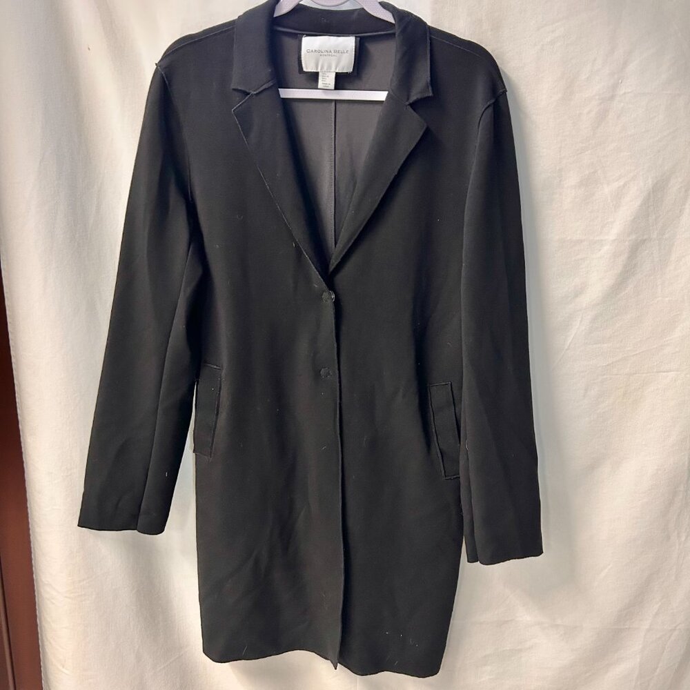 Carolina Belle Long Black Nylon Rayon Spandex Jacket Large - Picture 3 of 9